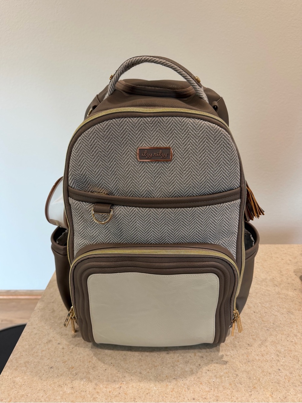 Itzy Ritzy Taupe, Brown & Cream Kids Backpack